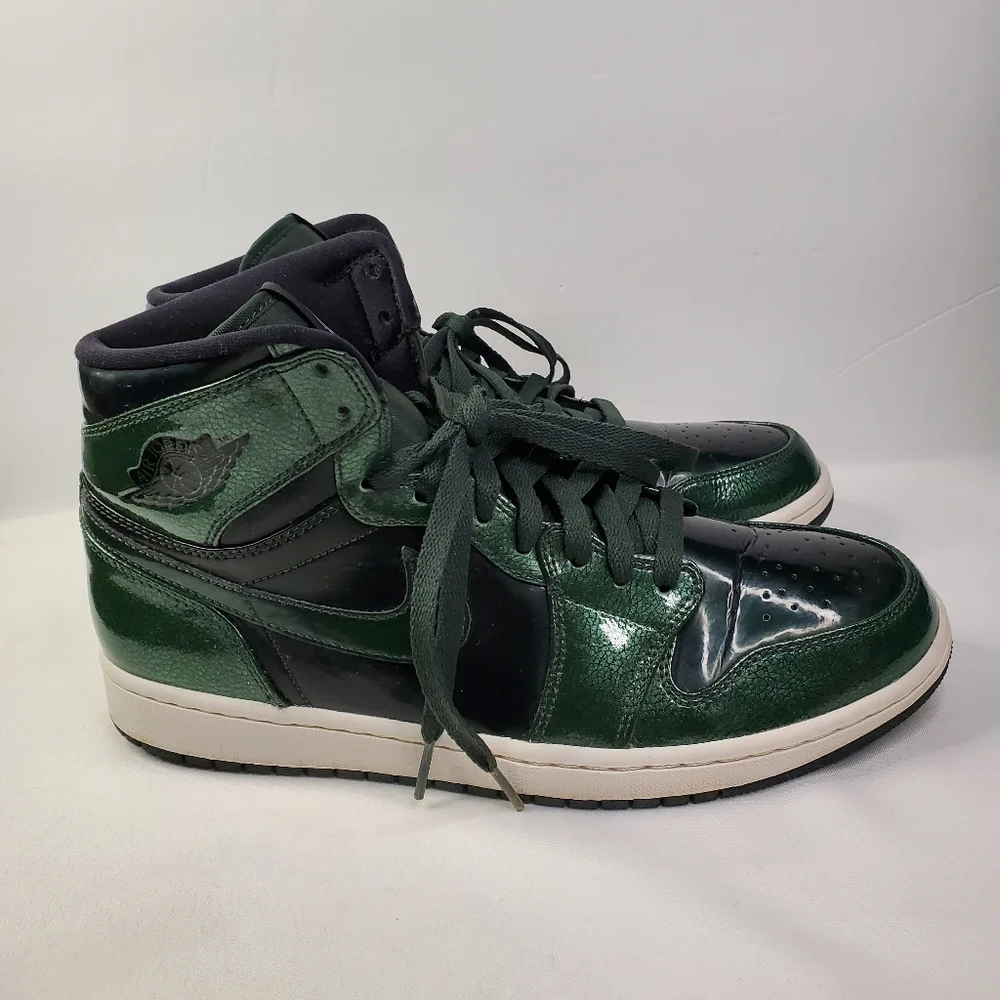 Size 10 Nike Air Jordan 1 Retro High Anti Gravity Grove Green Patent 332550-300 - Picture 3 of 16
